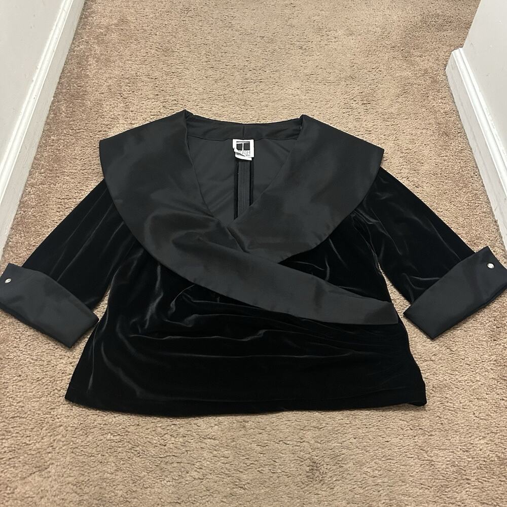 Tadashi Too Velvet Evening Blouse Size 1X Black